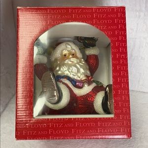 Fitz and Floyd Vintage SGRPLUM LGR SANTA ORNAMENT